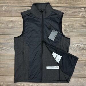 G/FORE Men's Glen Plaid Golf Track Vest Onyx Black Size Medium NEW G4MF23O64‎